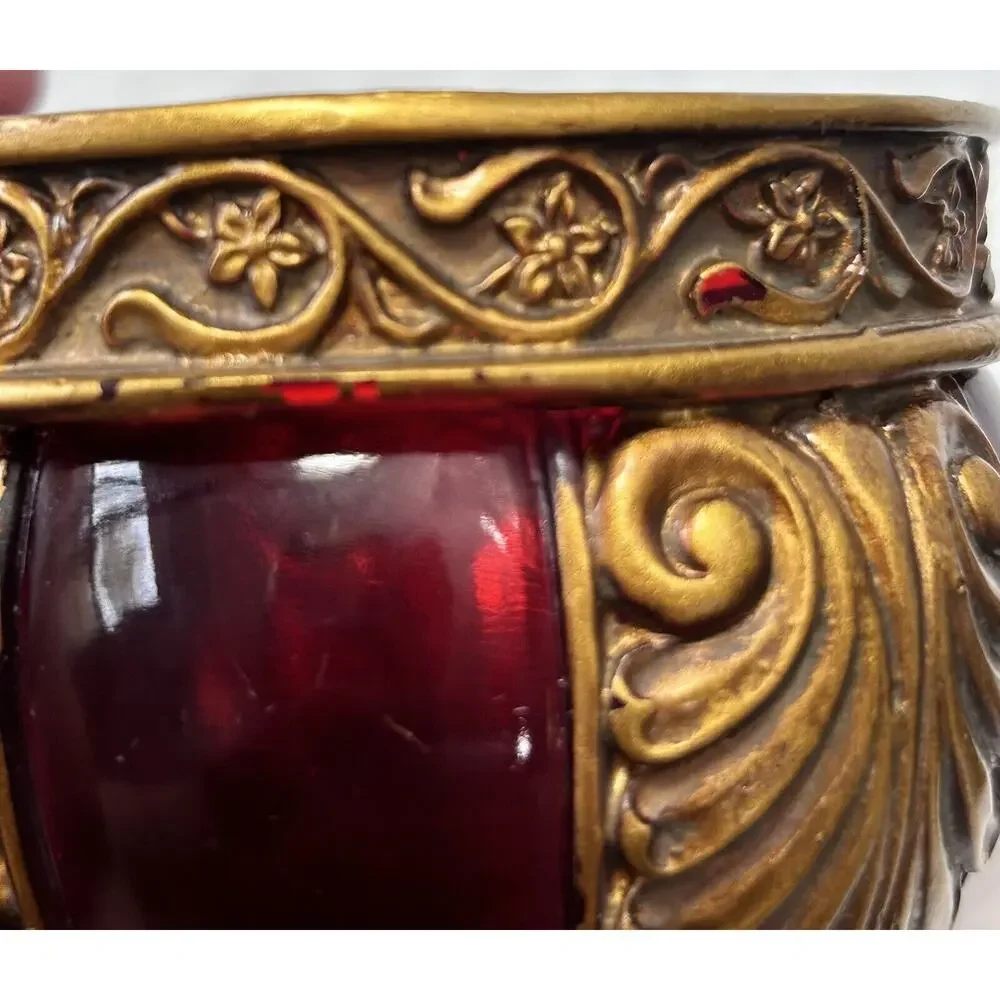 Red & Gold Lucite 2.75” Decorative‎ Vase Bowl